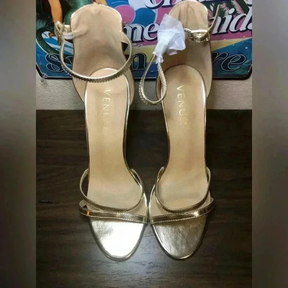 VENUS Strappy Gold Heels - Picture 10 of 13